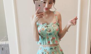 吊带泳衣遮副乳胖MM 吊带泳衣遮副乳胖MM